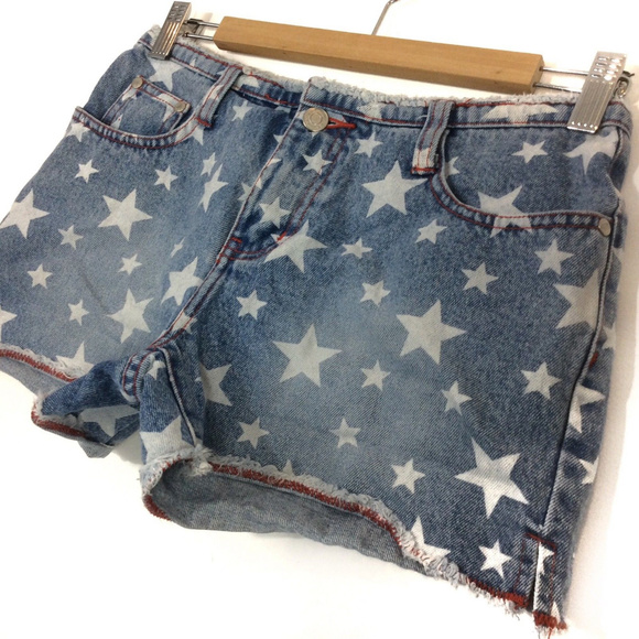 XSOLDX Red White Blue Cut Off Jean 4th July Short - Picture 2 of 5